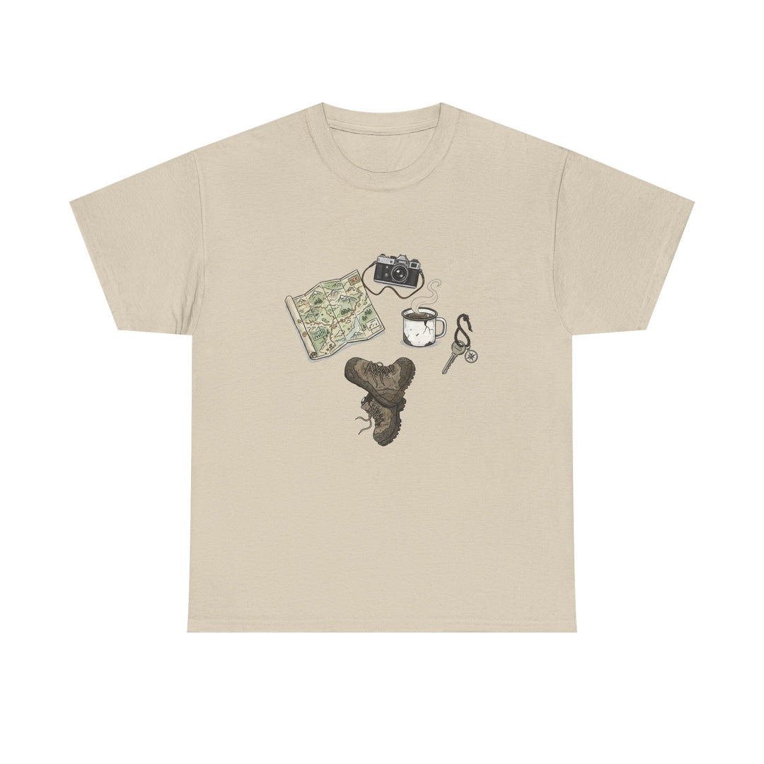 Retro Mountain Camping Gear Graphic T-Shirt - Outdoor Adventure Tee