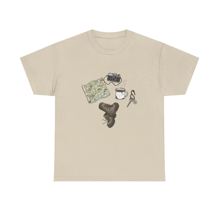 Retro Mountain Camping Gear Graphic T-Shirt - Outdoor Adventure Tee