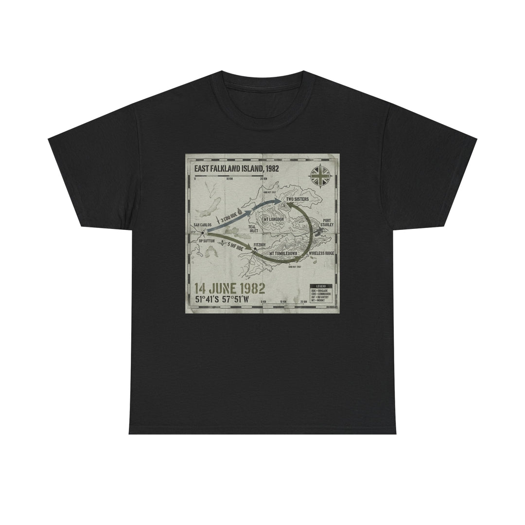 East Falkland 1982 Map T-Shirt — Port Stanley Victory Graphic