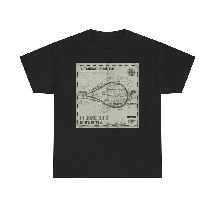 East Falkland 1982 Map T-Shirt — Port Stanley Victory Graphic