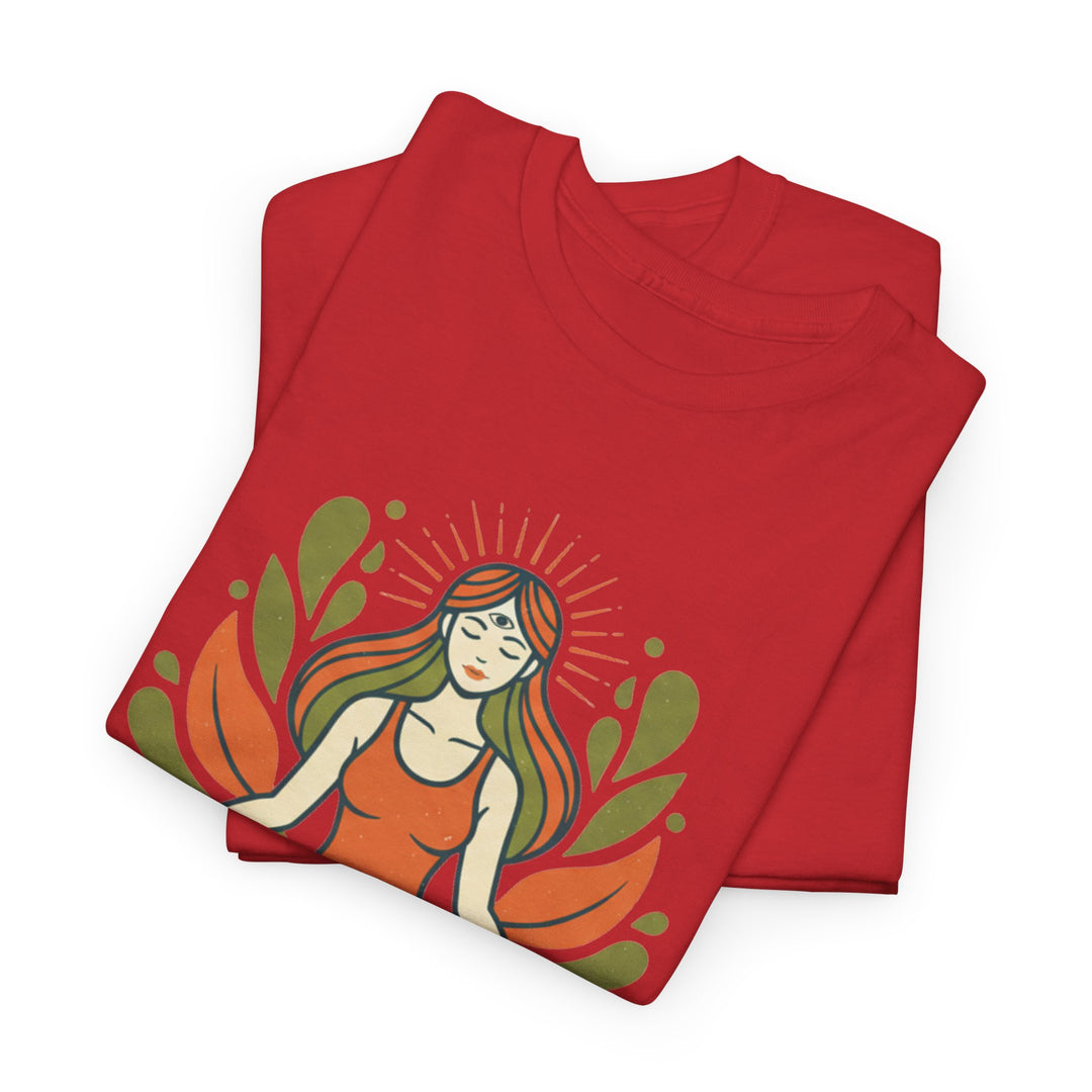 Yoga Meditation Tee – soft, breathable cotton designed for meditation and yoga practice. Comfortable, relaxed fit perfect for studio or casual wear.