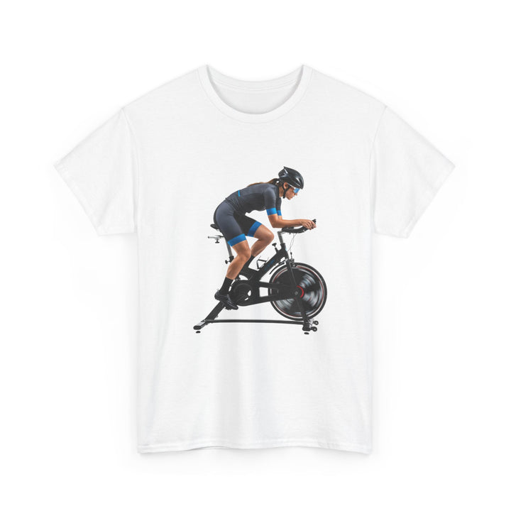 Spin Indoor Trainer T‑Shirt – lightweight, breathable cotton designed for indoor cycling. Comfortable, durable, and perfect for spin workouts and training.