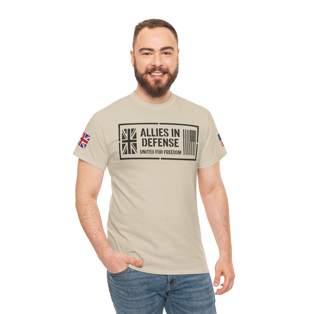 UK &amp; US Allies Defence Veteran Tee — Flags on Sleeves