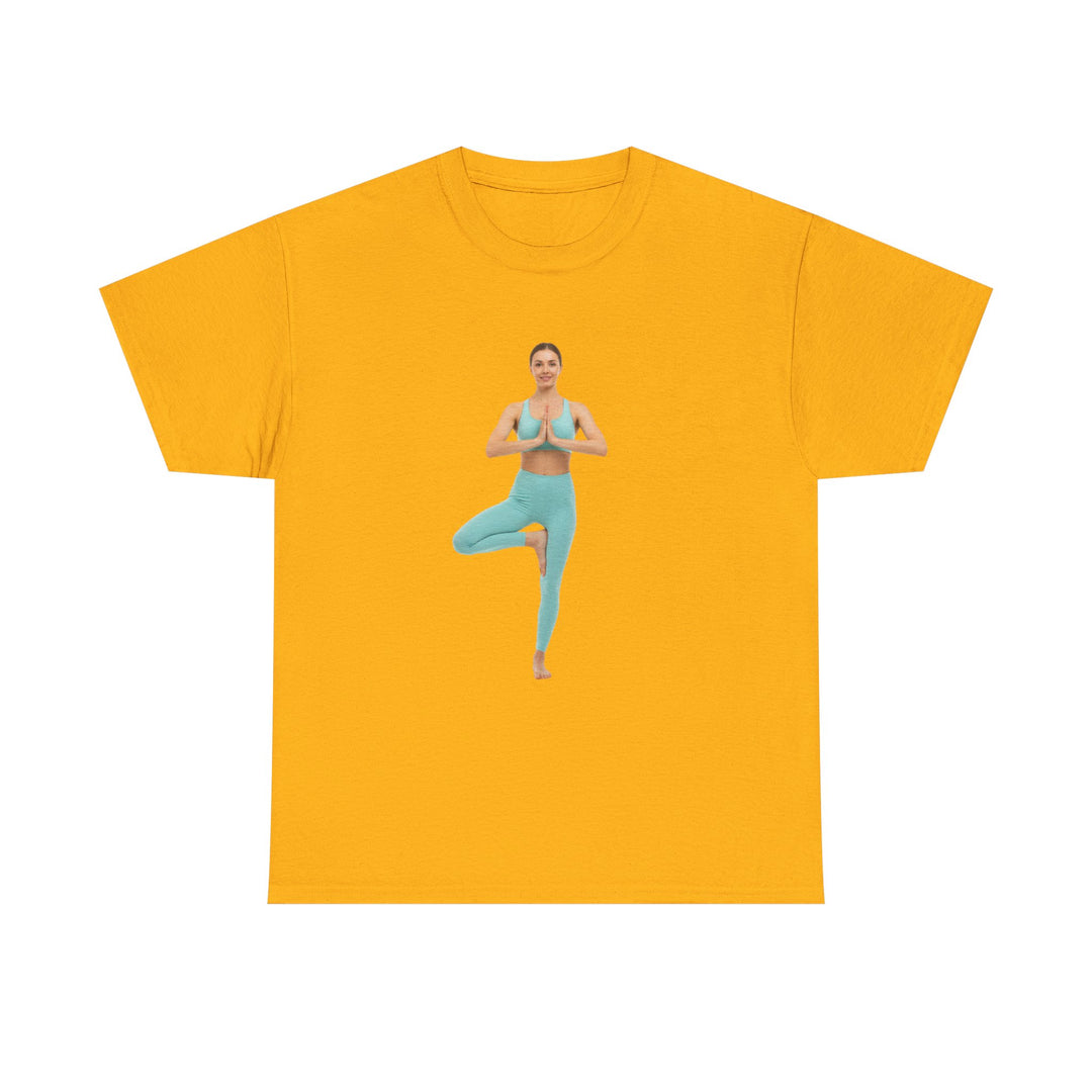 Yoga Pose Tee – soft, breathable cotton featuring a stylish yoga pose design. Perfect for yoga practice, meditation, or casual mindful lifestyle wear.