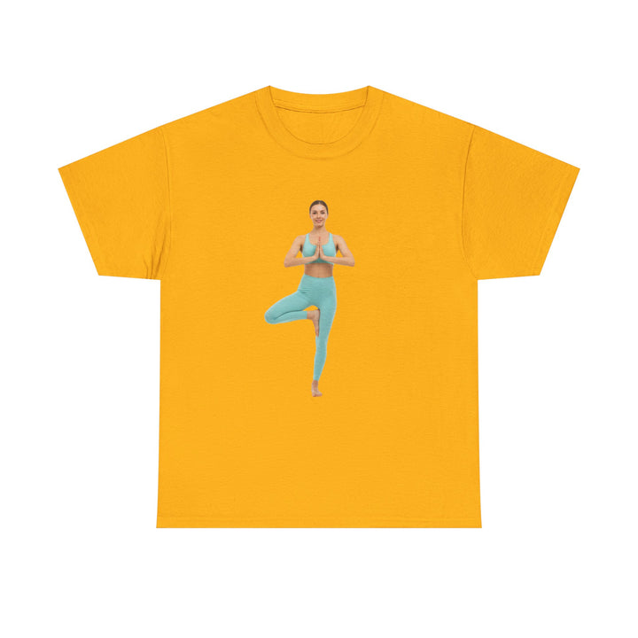 Yoga Pose Tee – soft, breathable cotton featuring a stylish yoga pose design. Perfect for yoga practice, meditation, or casual mindful lifestyle wear.