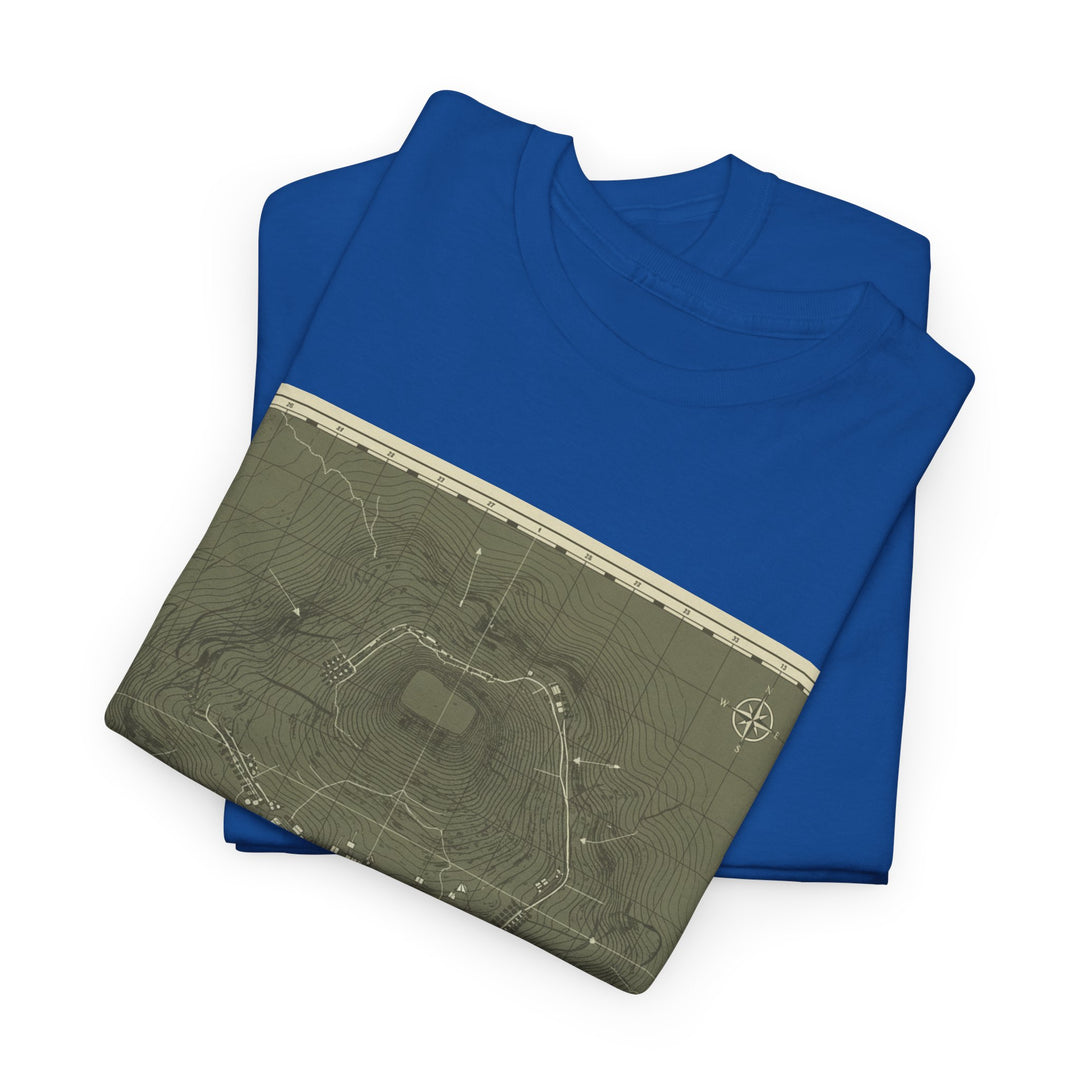 Isandlwana Map Print T-Shirt featuring a vintage topographic design. A bold heritage graphic tee inspired by historic terrain.