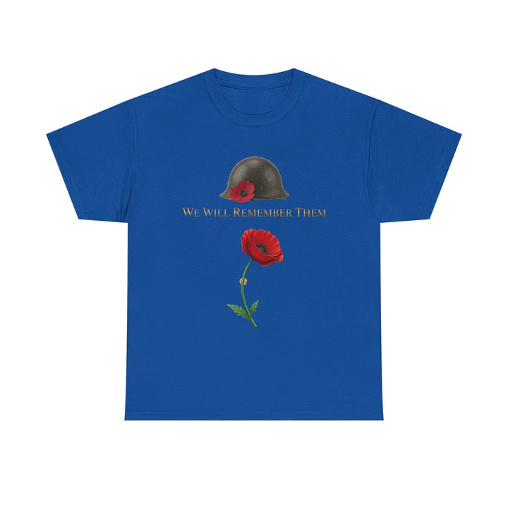 Poppy &amp; Helmet T-Shirt — Remembrance Floral Military Tribute Tee