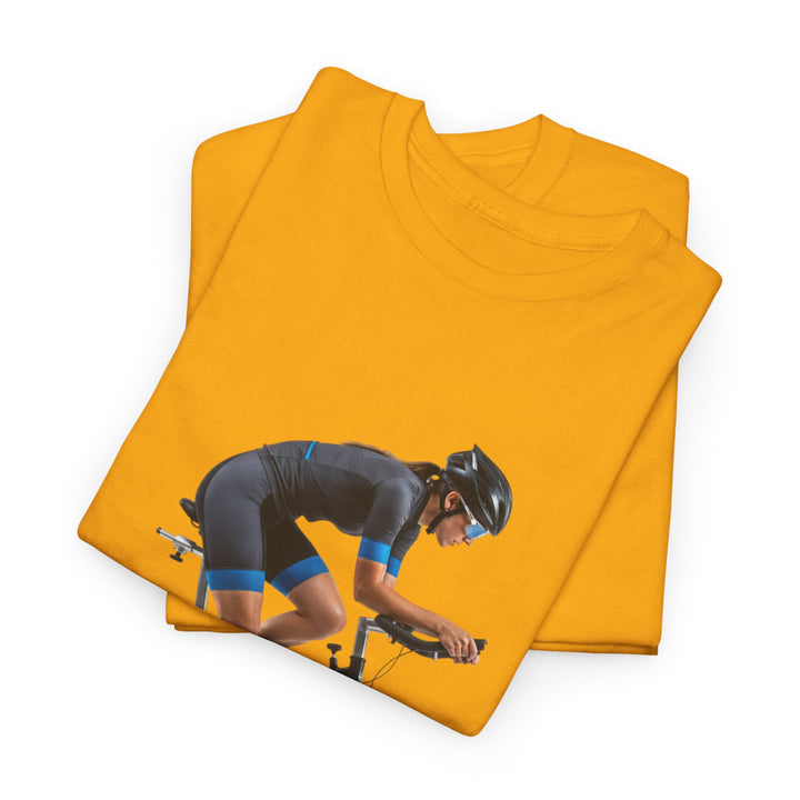 Spin Indoor Trainer T‑Shirt – lightweight, breathable cotton designed for indoor cycling. Comfortable, durable, and perfect for spin workouts and training.