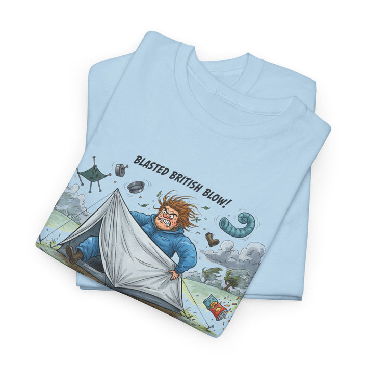 Blasted British Blow Graphic T-Shirt — Retro UK Camping Adventure Tee