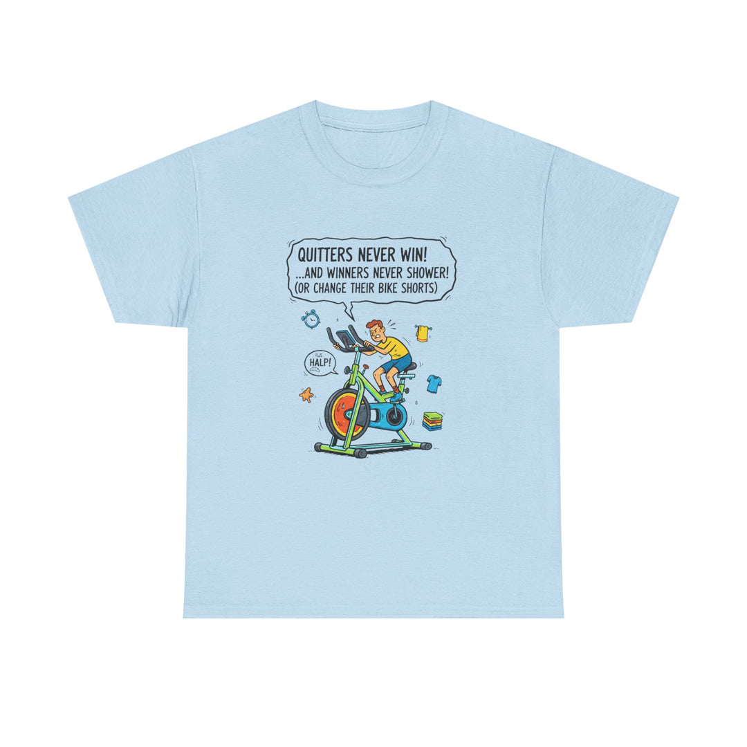 Spin Motivational Tee – soft, breathable cotton featuring an inspiring cycling graphic. Perfect for spin classes, workouts, and active lifestyle wear.