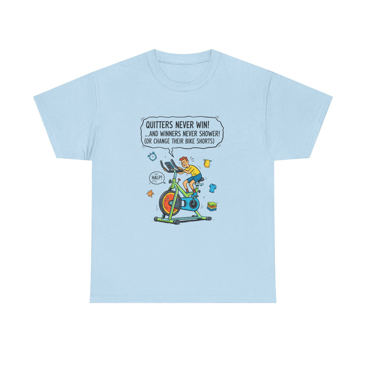Spin Motivational Tee – soft, breathable cotton featuring an inspiring cycling graphic. Perfect for spin classes, workouts, and active lifestyle wear.