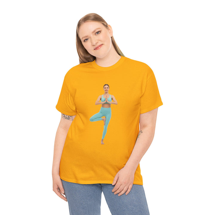 Yoga Pose Tee – soft, breathable cotton featuring a stylish yoga pose design. Perfect for yoga practice, meditation, or casual mindful lifestyle wear.