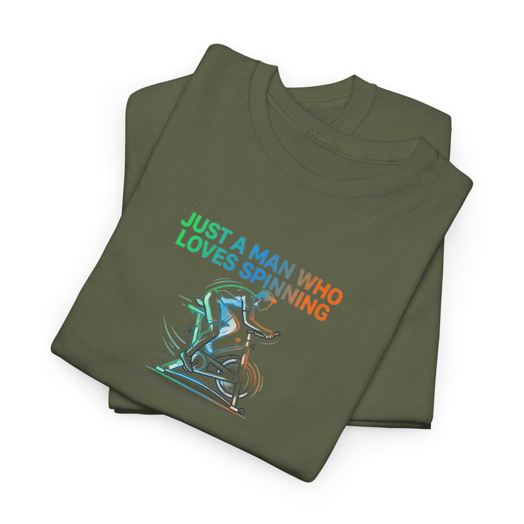 Spinner Enthusiast T-Shirt — "Just a Man Who Loves Spinning" Graphic Tee
