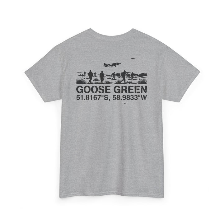 Goose Green Coordinates T‑Shirt — Military Airfield Silhouette Tee