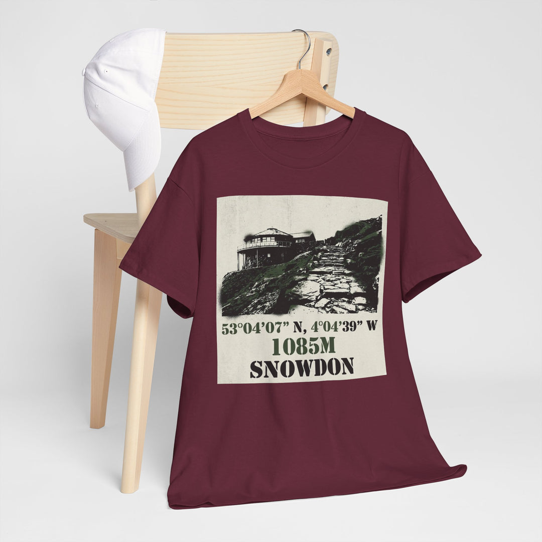 Snowdon 1085m Vintage Summit Tee — Mountain Coordinates Graphic T‑Shirt