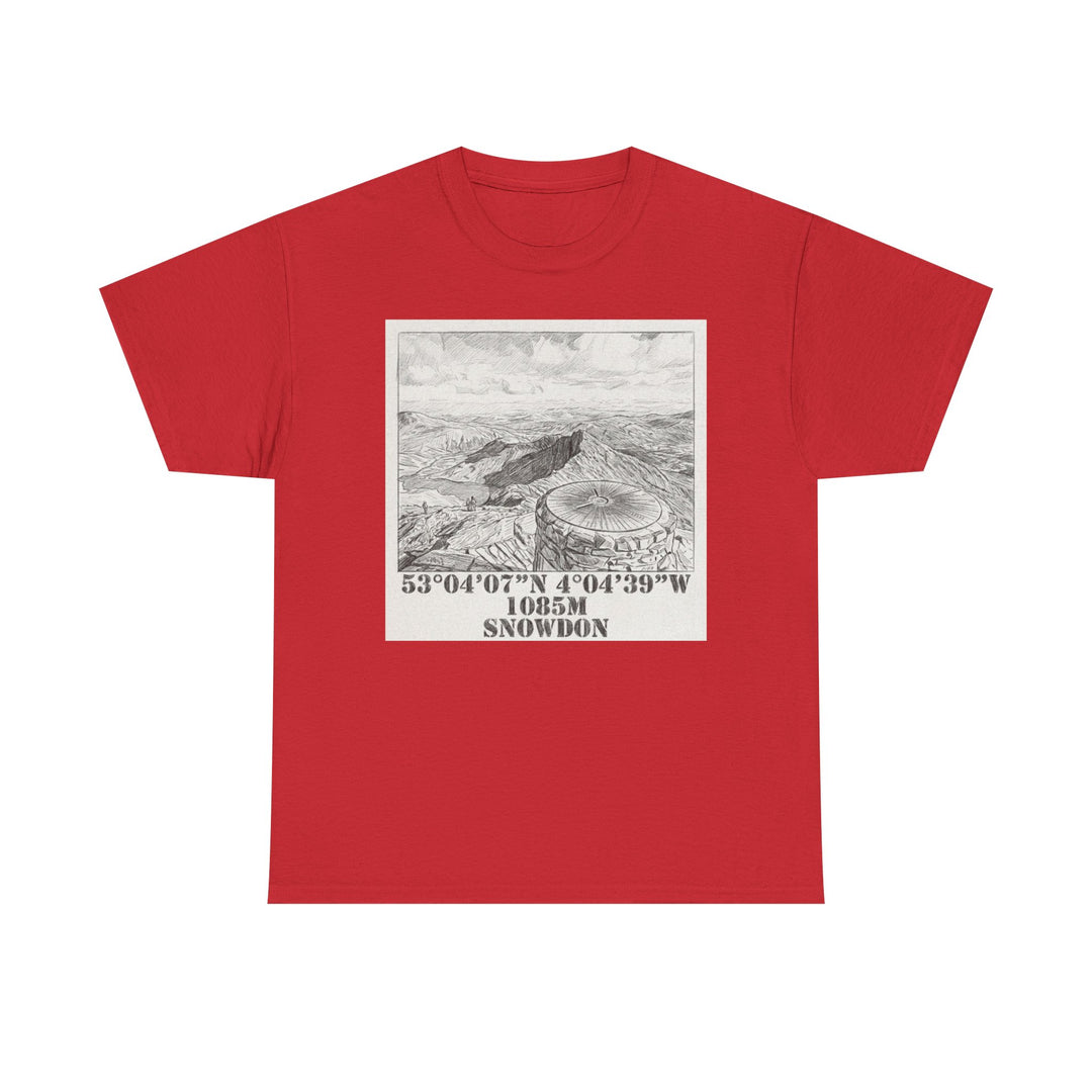 Snowdon Mountain Tee — Vintage Map Illustration with Coordinates