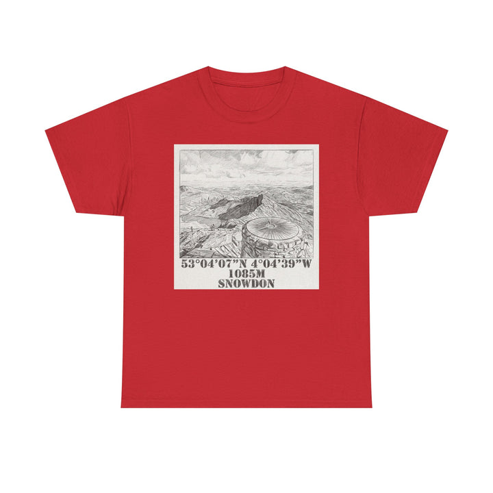 Snowdon Mountain Tee — Vintage Map Illustration with Coordinates
