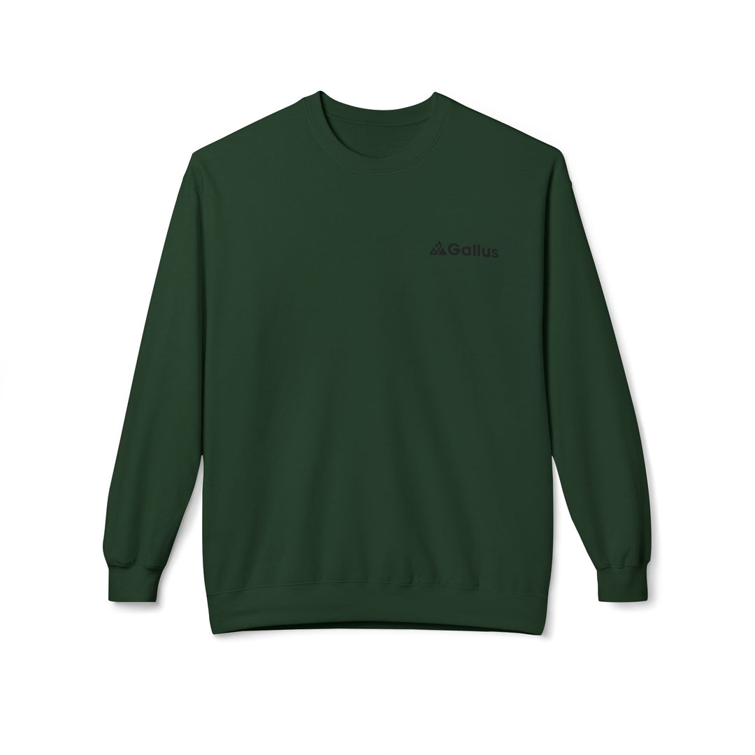 Spain Map Crewneck Sweatshirt — Military Green Grid Spain Graphic