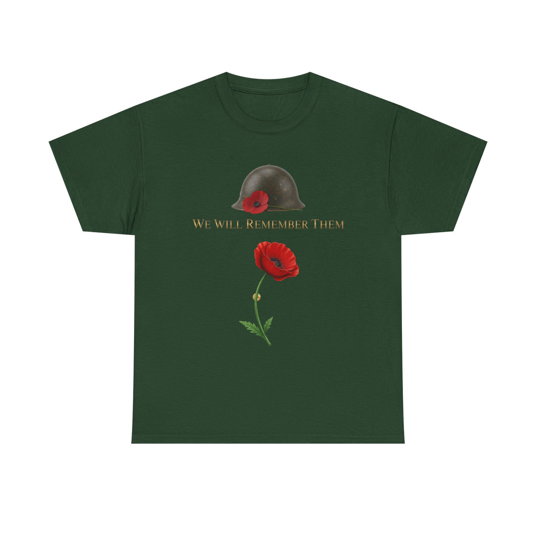 Poppy &amp; Helmet T-Shirt — Remembrance Floral Military Tribute Tee