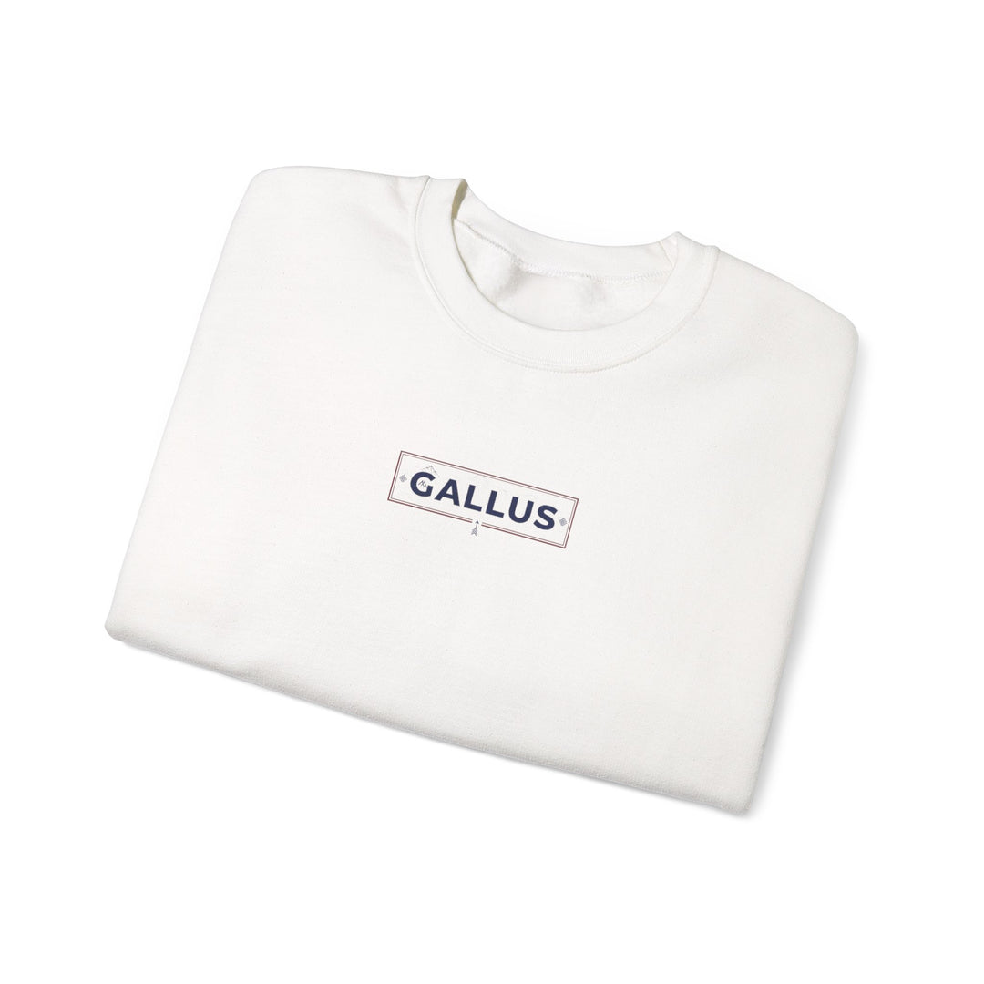 Crewneck Sweatshirt — Gallus Minimal Logo &amp; Retro Arch “Don’t Look… It Is A Long Way Up”
