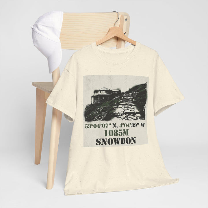 Snowdon 1085m Vintage Summit Tee — Mountain Coordinates Graphic T‑Shirt