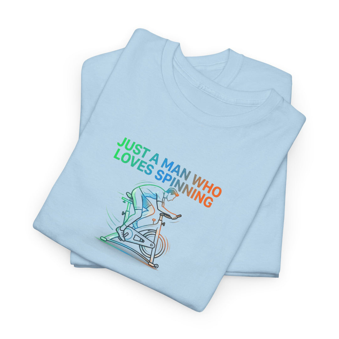 Spinner Enthusiast T-Shirt — "Just a Man Who Loves Spinning" Graphic Tee