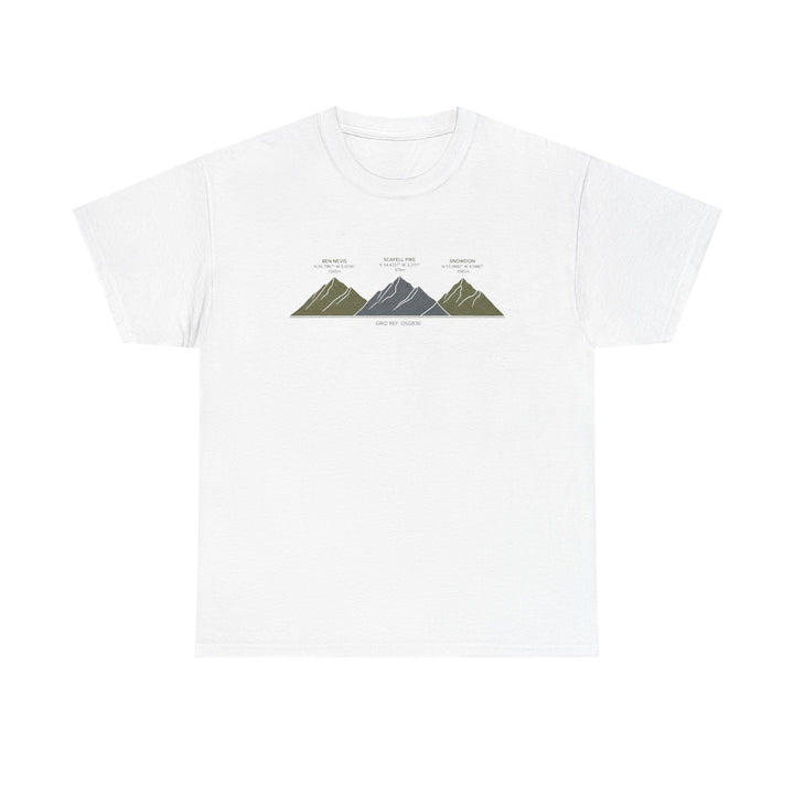 Three Peaks Challenge Graphic T-Shirt — Retro UK Mountain Hiking Tee