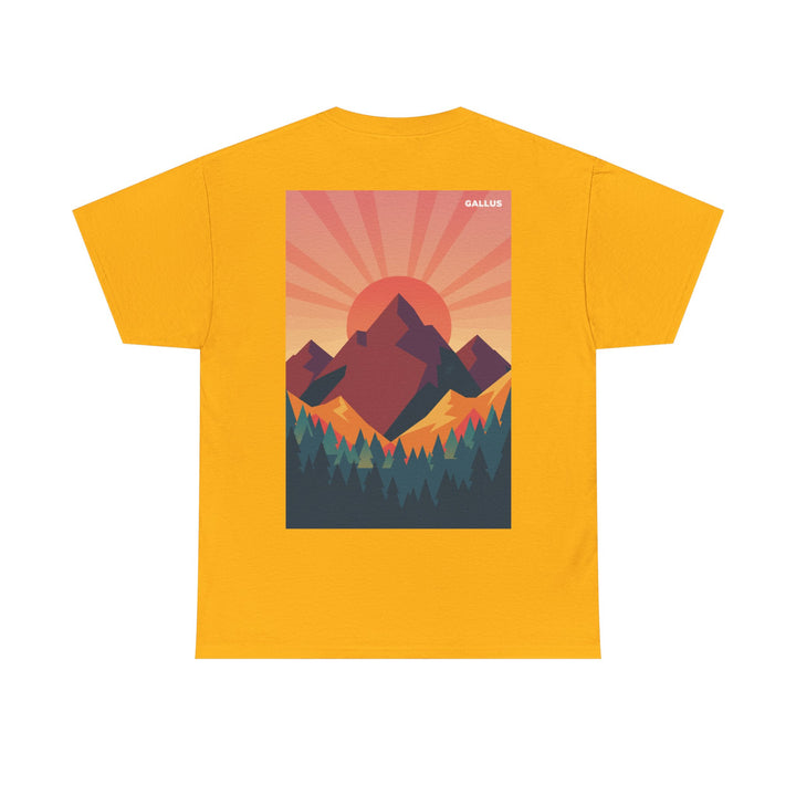 T-Shirt — Gallus Mountain Graphic Tee (Sunrise Landscape Back Print)