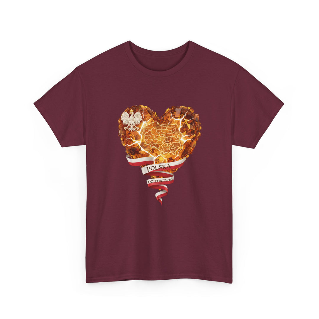 Polish Pride Heart Flame Tee | Polska Heritage T-Shirt