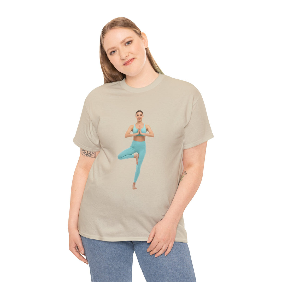 Yoga Pose Tee – soft, breathable cotton featuring a stylish yoga pose design. Perfect for yoga practice, meditation, or casual mindful lifestyle wear.