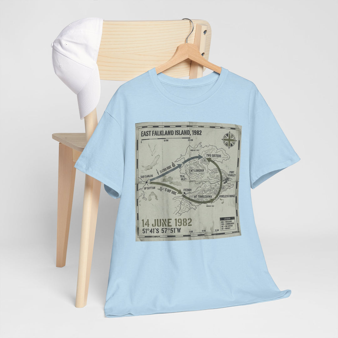 East Falkland 1982 Map T-Shirt — Port Stanley Victory Graphic