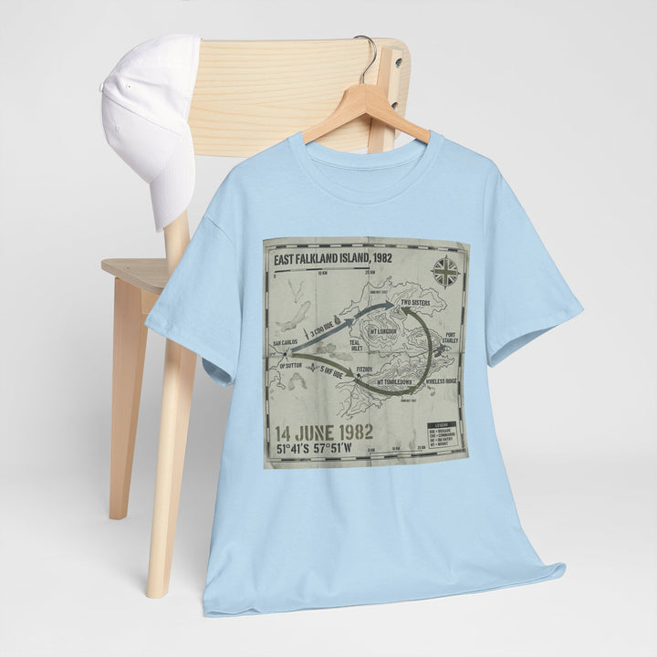East Falkland 1982 Map T-Shirt — Port Stanley Victory Graphic