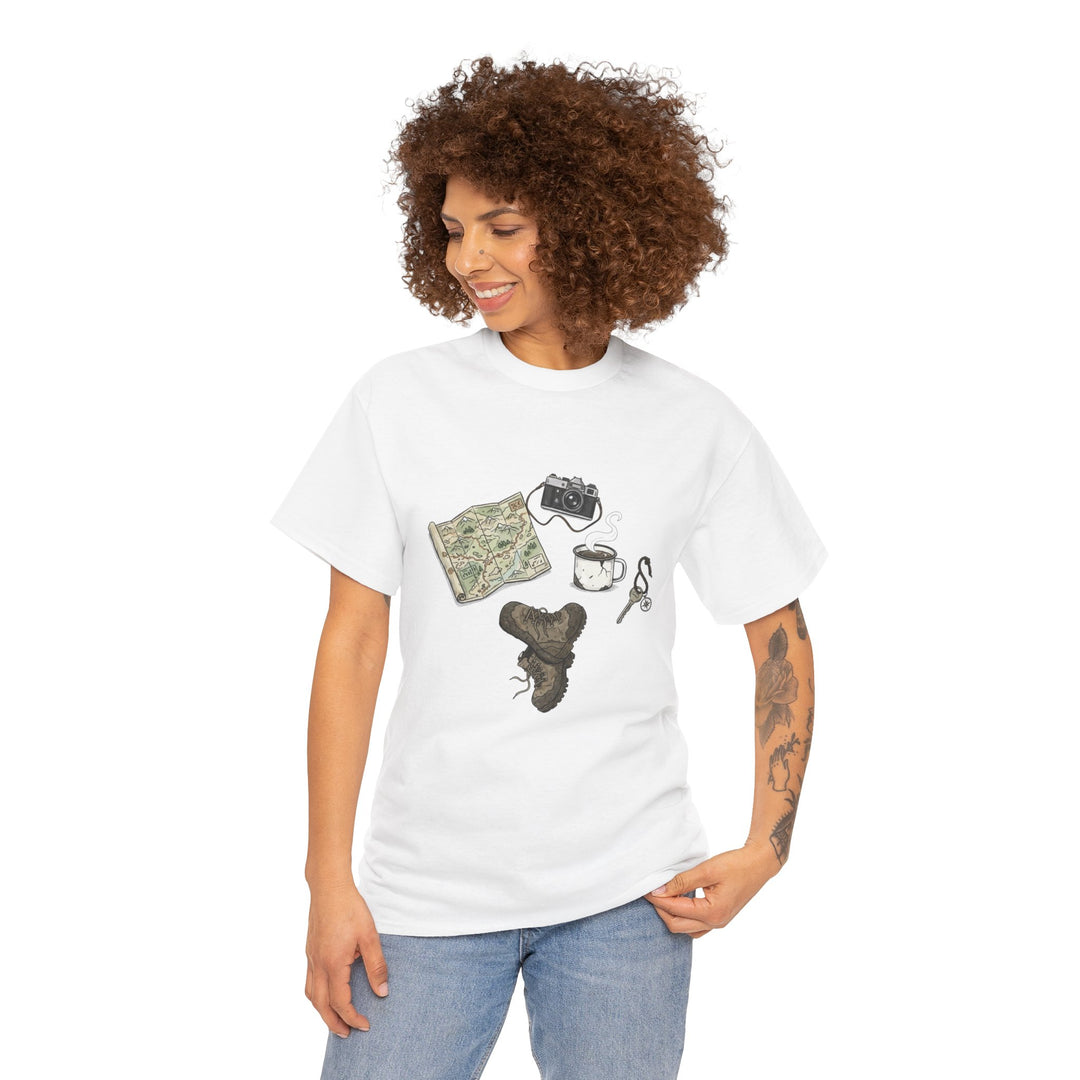 Retro Mountain Camping Gear Graphic T-Shirt - Outdoor Adventure Tee