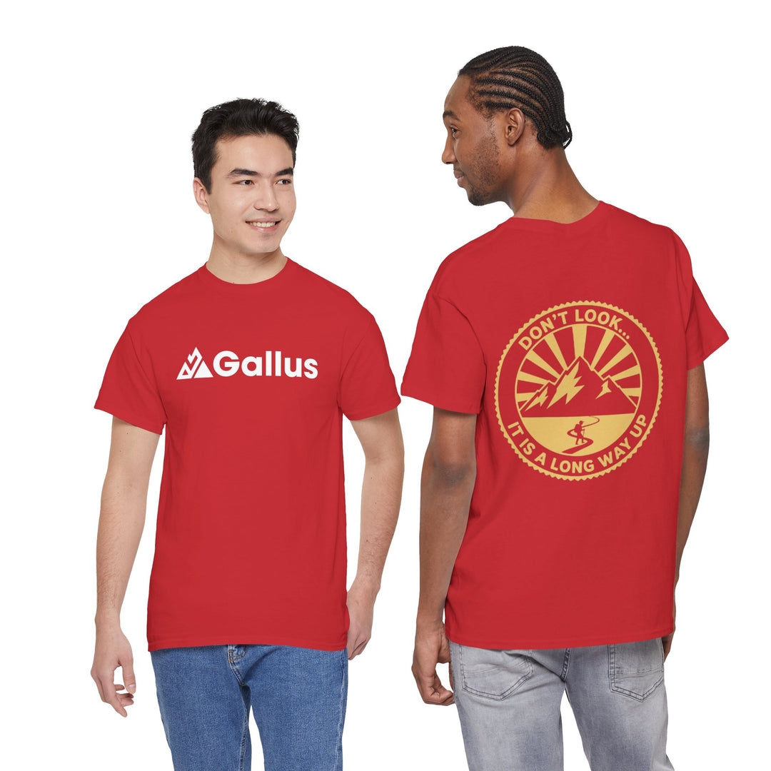 Gallus Mountain Logo Tee — “Don’t Look Back” Adventure Graphic T‑Shirt