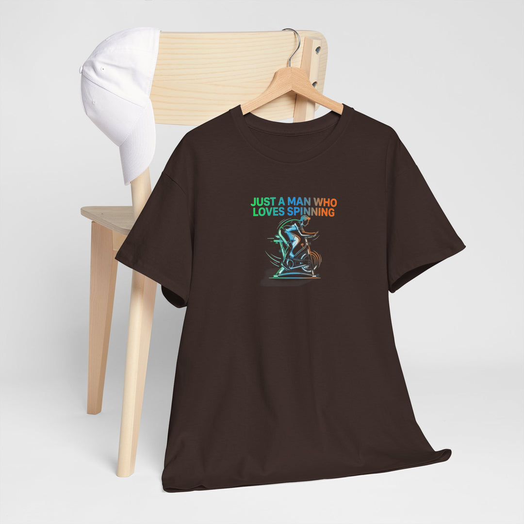 Spinner Enthusiast T-Shirt — "Just a Man Who Loves Spinning" Graphic Tee