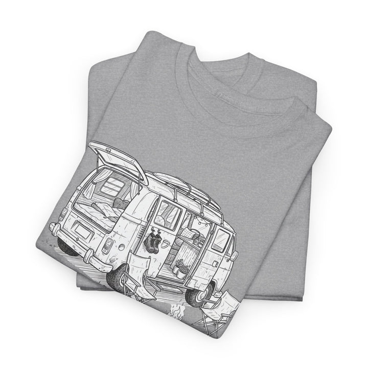 Open Van Sketch T-Shirt featuring a detailed van illustration. Soft, breathable cotton with a relaxed fit for everyday casual style.