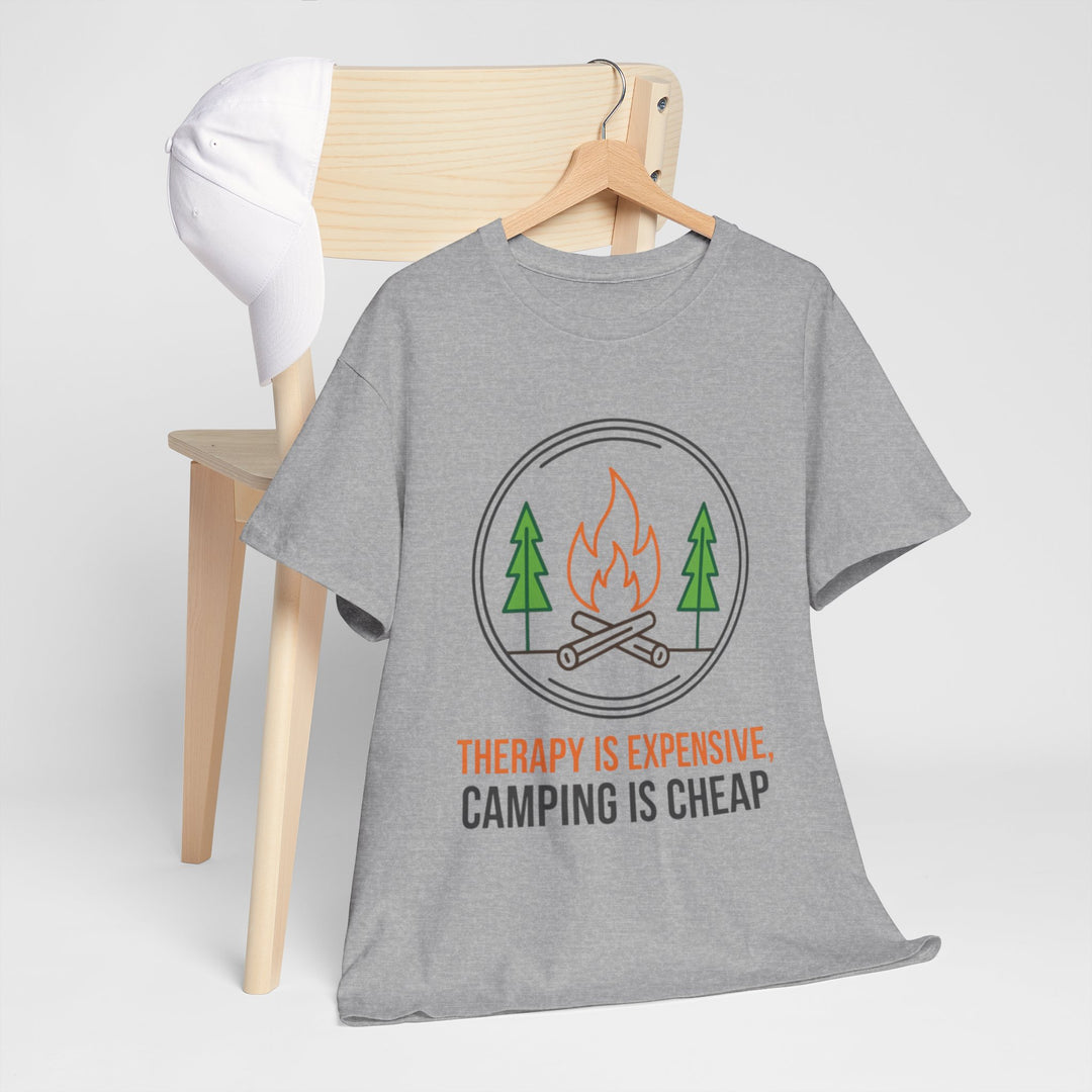 Funny Camping Therapy T-Shirt — Retro Campfire Graphic Adventure Tee