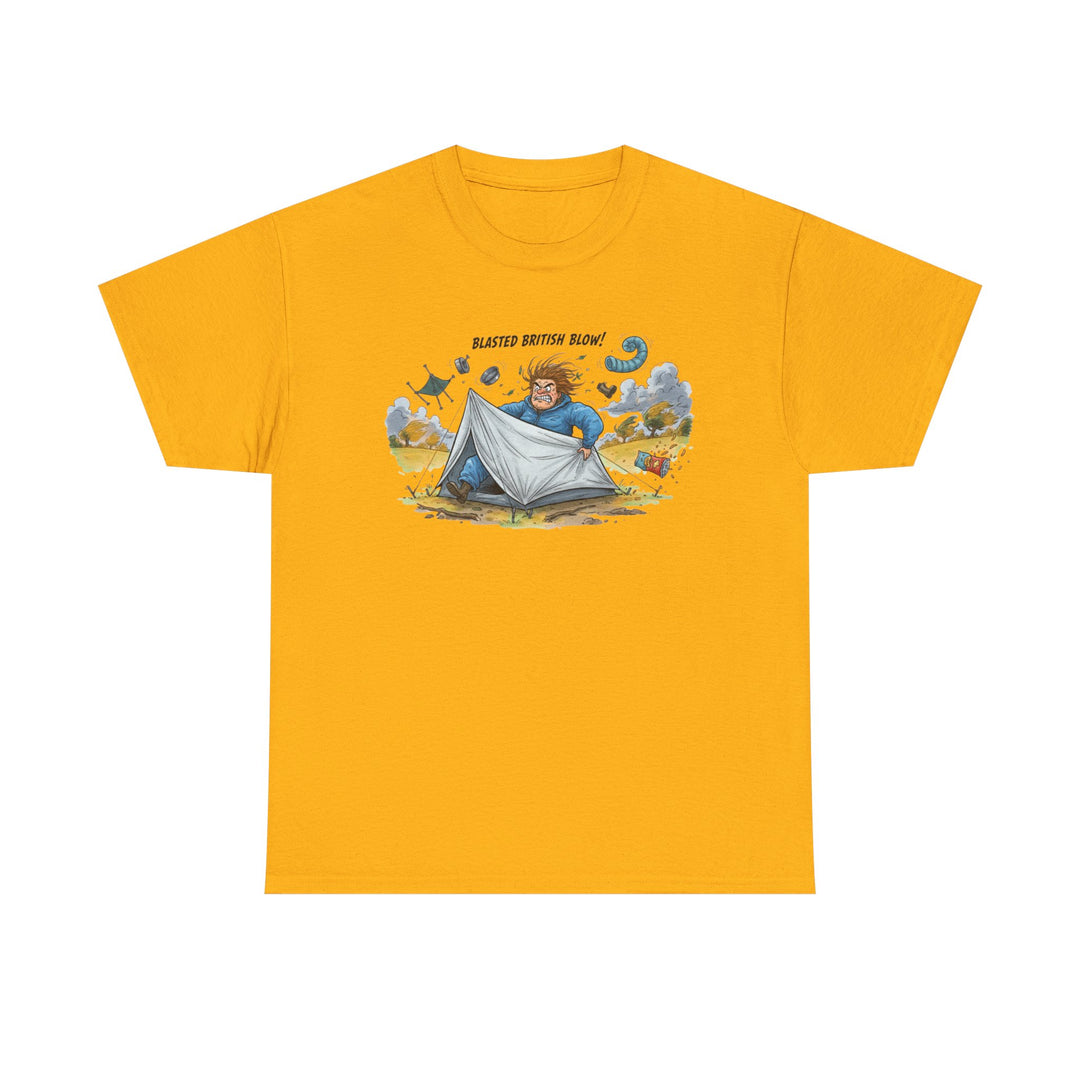 Blasted British Blow Graphic T-Shirt — Retro UK Camping Adventure Tee