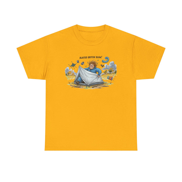 Blasted British Blow Graphic T-Shirt — Retro UK Camping Adventure Tee
