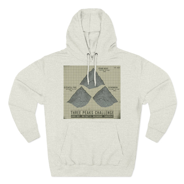 Three Peaks Challenge Graphic Hoodie — Retro UK Mountain Summit Pullover