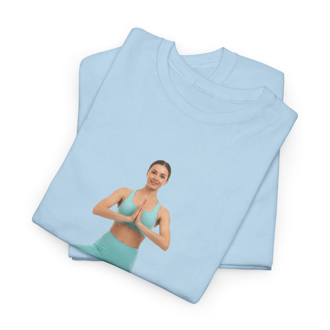 Yoga Pose Tee – soft, breathable cotton featuring a stylish yoga pose design. Perfect for yoga practice, meditation, or casual mindful lifestyle wear.