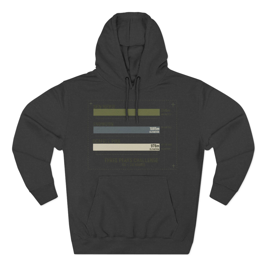 Three Peaks Challenge Hoodie — Retro Ben Nevis, Scafell Pike &amp; Snowdon Pullover