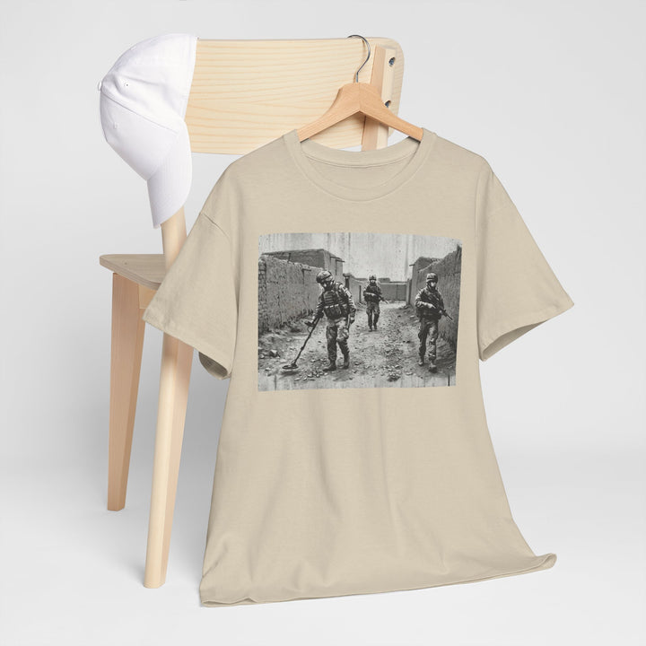 Helmand Vallon Patrol T-Shirt - Vintage Military Graphic Tee - Black &amp; White