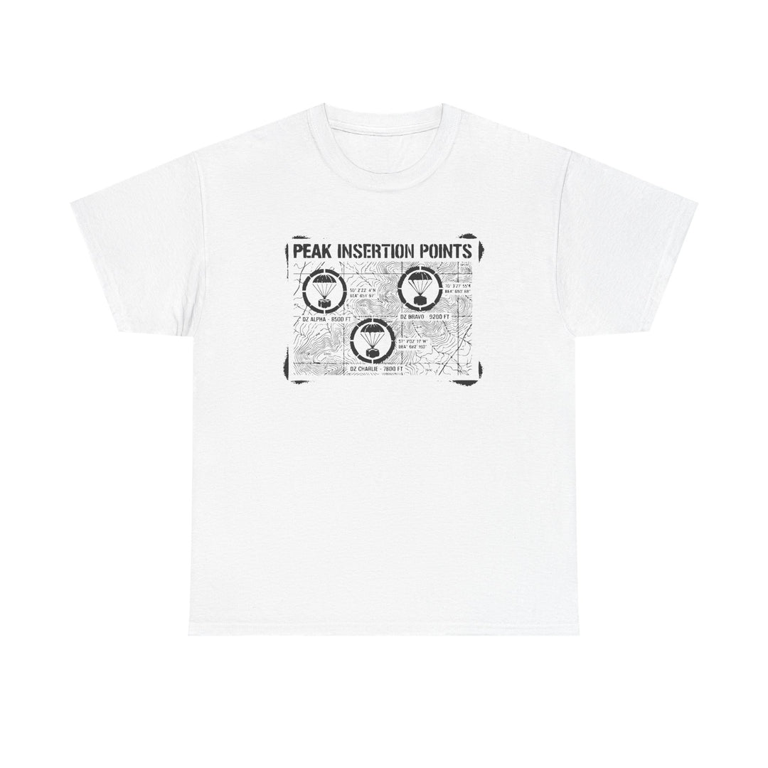 Retro Mountain Schematic Graphic T-Shirt — Technical Diagram Hiking Tee