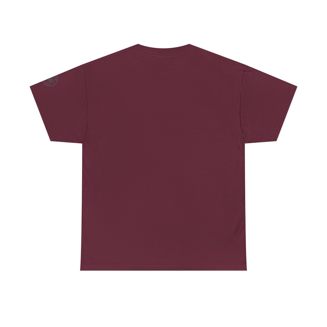 Burgundy t-shirt by S&amp;W Gallus in a simple style, seen from the front.