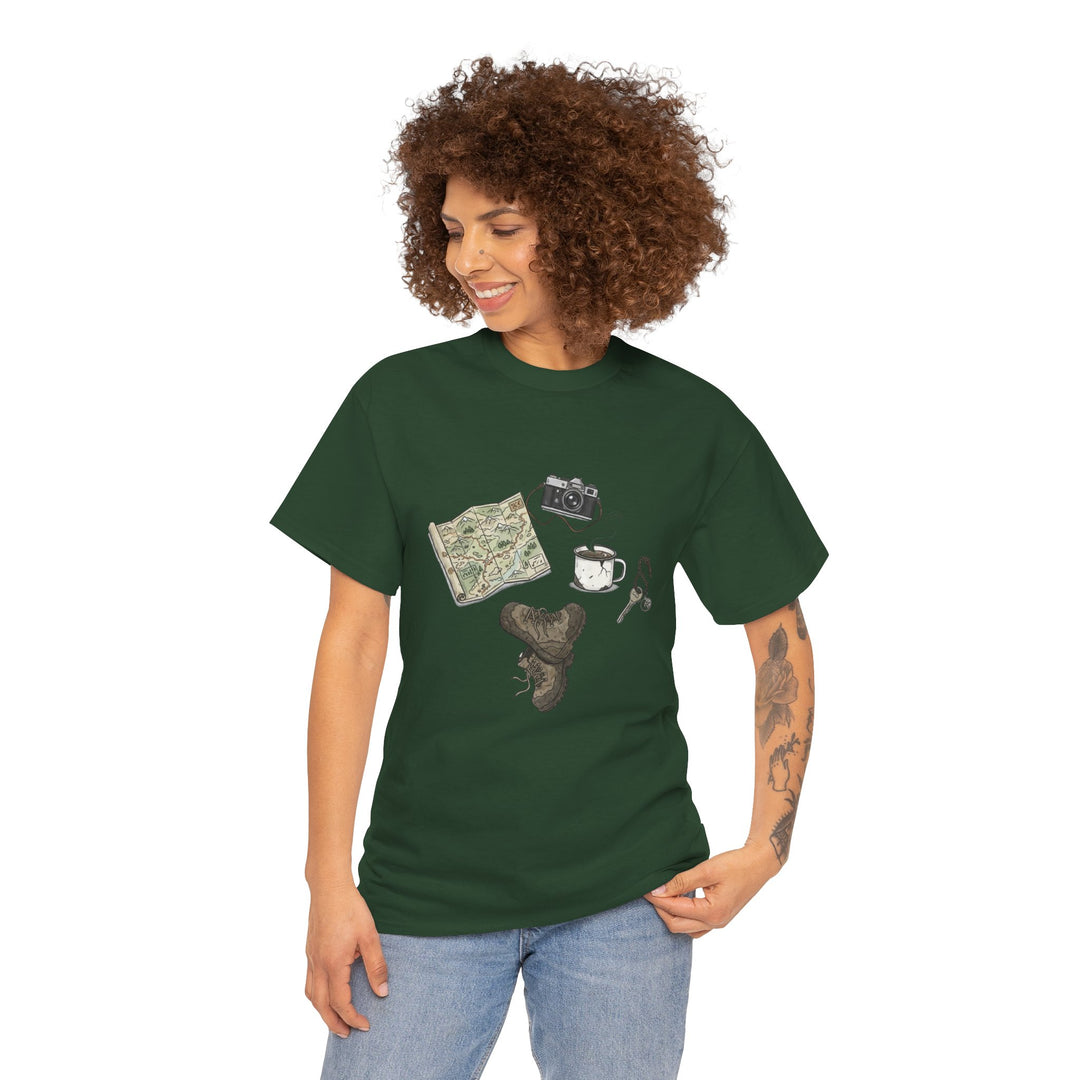 Retro Mountain Camping Gear Graphic T-Shirt - Outdoor Adventure Tee