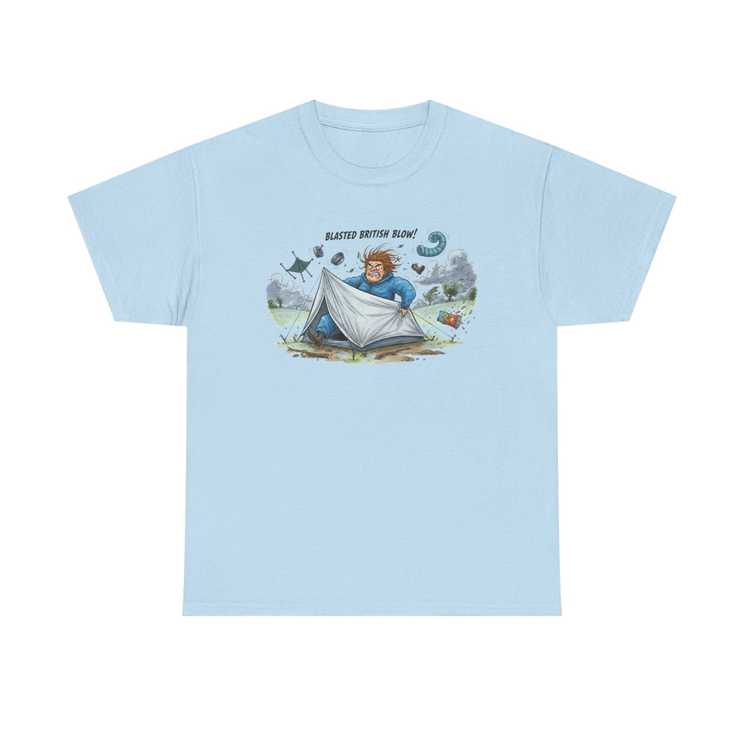 Blasted British Blow Graphic T-Shirt — Retro UK Camping Adventure Tee