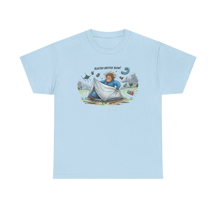 Blasted British Blow Graphic T-Shirt — Retro UK Camping Adventure Tee