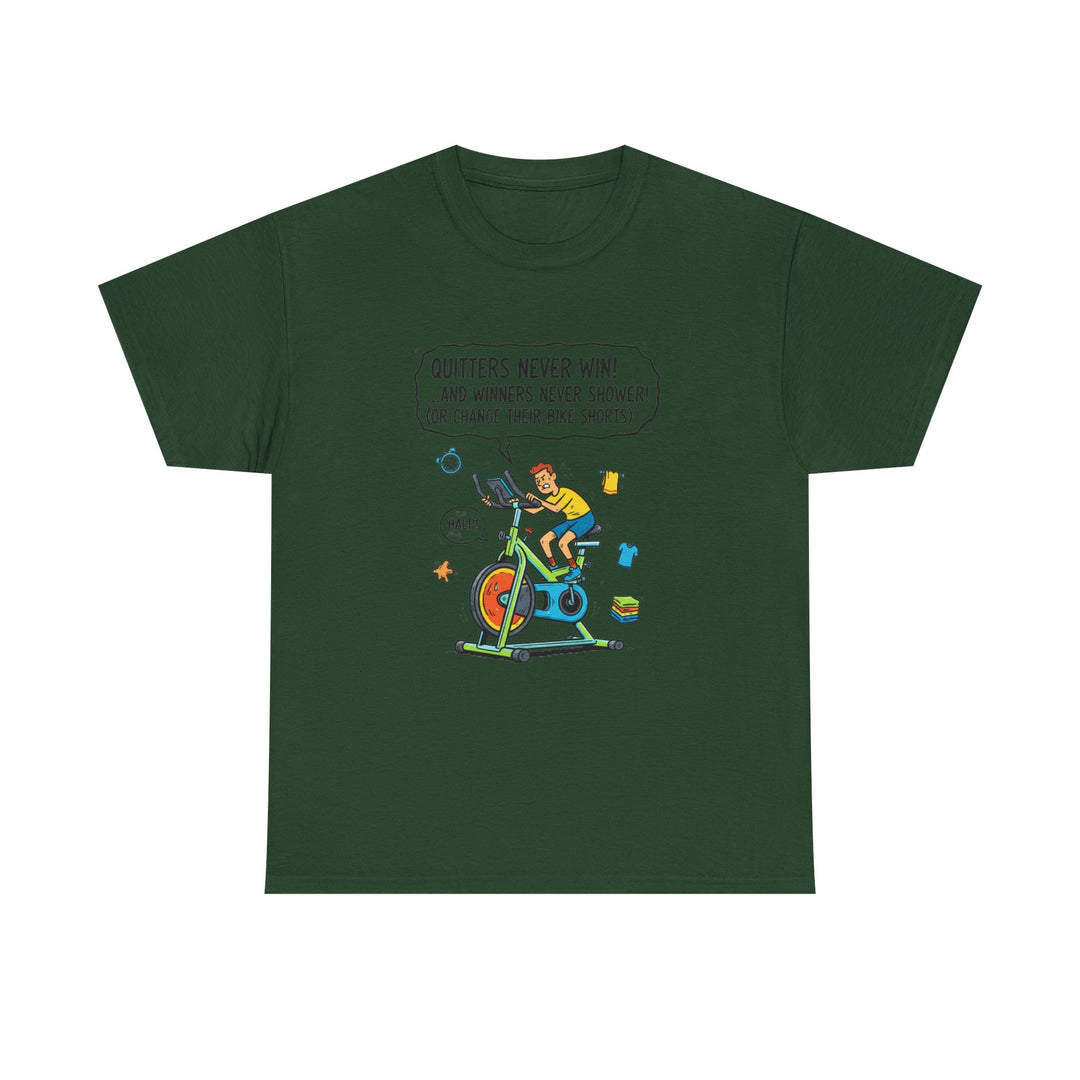 Spin Motivational Tee – soft, breathable cotton featuring an inspiring cycling graphic. Perfect for spin classes, workouts, and active lifestyle wear.