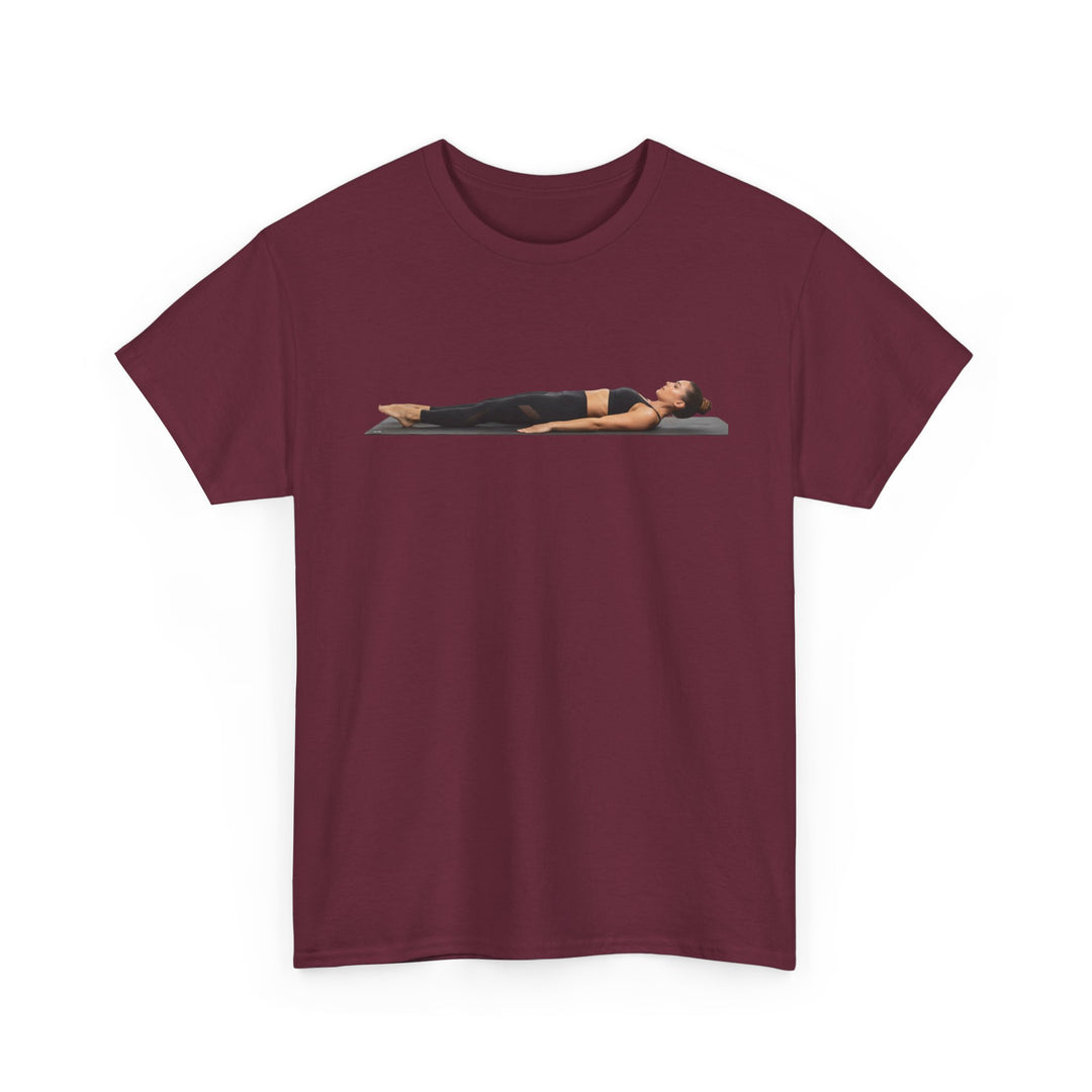 Yoga Savasana Pose Tee – soft, breathable cotton featuring the iconic Savasana pose. Perfect for yoga practice, meditation, or casual, mindful lifestyle wear.